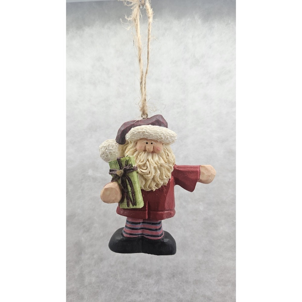 Santa With Presents Christmas‎ Hanging Ornament Carved Resin Decorative
